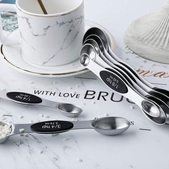 Magnetic Measuring Spoons Set of 7 Stainless Steel Dual Sided Teaspoon Tablespoo - Picture 6 of 7